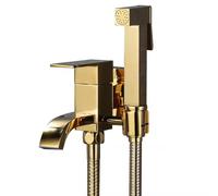 Brass Handheld Bidet Faucet Set - Wall-Mounted Cold Water Douche for Pet Bathing & Cloth Diaper Cleaning - Titanium Finish Easy Installation Hygienic & Versatile Use