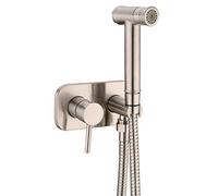 Brass Handheld Bidet Spray Set - Hot & Cold Water, Diaper Shower Sprayer Kit with Jet Douche, Brushed Nickel Bathroom Accessory for Easy Cleaning