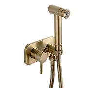 Brass Handheld Bidet Spray Set - Hot & Cold Water Shower Sprayer Kit for Bathroom Diaper Cleaning Brushed Finish Easy Install Adjustable Pressure Jet Douche