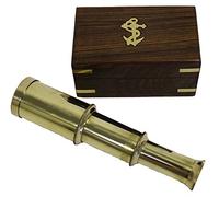 Brass Handheld Telescope With Wooden Box Nautical Collectibles 6 Inches