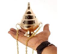 Brass Hanging Incense Censer with Chain for Charcoal, 4.5 Inch High
