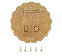 Brass Hasp Buckle Lock, Retro Design Metal Lock with Rust Resistance, 8cm Diameter Hasp Buckle Clasp Lock for Wooden Box Cabinet Jewelry Box Gift Box, Includes 5 Screws