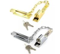 Brass Heavy Duty Security Locking Door Chain with Key & Fittings 115mm
