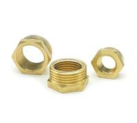 Brass Hex Bushing Reducer Pipe Fitting 1/8 1/4 3/8 1/2 3/4 F to M Threaded Reducing Copper Water Gas Adapter Coupler Connector 10Pcs(4-10)