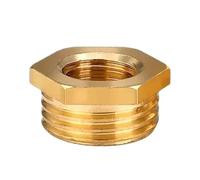 Brass Hex Bushing Reducer Pipe Fitting F to M Threaded 1/8 1/4 3/8 1/2 3/4 Reducing Copper Water Gas Adapter Coupler Connector(F 03 to M 06,20 Pcs)