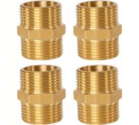 Brass Hex Nipple Connector, 4 Pcs, 3/4" G3/4 x G3/4 Male Thread, Pipe Fitting