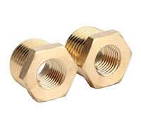 Brass Hex Reducer Bushing 1/2 NPT Male to 1/4 NPT Female | 1200 PSI High Pressure Adapter for Pressure Washers/Hydraulic Valves/Plumbing | 2 Pack Reusable Hose Fitting