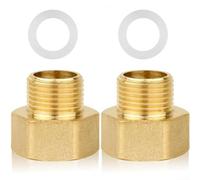 Brass Hex Reducing Bushing /2" Female to 3/8" Male Thread Adapter with Rubber Seal for Gas Water Pipe Fittings(2PCS)