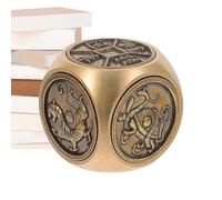 Brass Hexahedral Fidget Toy - Cube, Chinese Good Luck Wealth Decoration, Solid Metal Turntable Hand Gyro, Executive Focus Tool For Men Dad Gift, Home Accessories