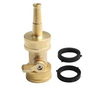 Brass High Pressure Jet Sweeper Nozzle and Shut Off Valve Set, Heavy Duty Garden Watering Equipment with Switch for 3/4 Inch Hose, Patio Cleaning