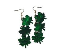 Brass Hoop Earrings for Women Fall Leaf Earrings For Women Autumn Lightweight Colorful Statement Jewelry Shimmery Trendy Her Handmade By The Painted (Maple Leaf) Rose Hoop (Green, One Size)