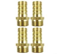 Brass Hose Barb Fitting Adapter - 3/4" For NPT Male to 3/4" Barb, For BSP Thread Compatible, for Air Fuel Water Pipes, Crimp & Hose Fitting, Industrial Grade, Pack of