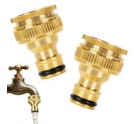 Brass Hose Connector, Garden Hose Tap Connector, 2 Pcs Metal Fittings Kit | Durable Brass Faucet Fittings for Garden Hose Pipes Offer Easy Leakproof Threaded Outdoor Connections