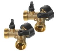 Brass Hose Connector Splitter 2pcs Y Type for Garden Water Control | Golden Finish, Tight Seal and Quick Connect Design, Home Garden Use, Convenient Two Way Tap Setup