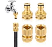 Brass Hose Fitting Set 4 Piece, 1/2 & 3/4 Inch Quick Connect Couplings with 2-in-1 Faucet Adapter for Garden Hose Repair, Irrigation Systems, and Outdoor Watering Solutions