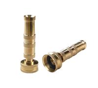 Brass Hose Nozzle 4" Heavy-Duty,Adjustable Twist Spray and Strong Water Colun Flushing Hose Nozzle, 2 Pack