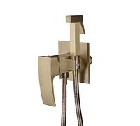 Brass Hot and Cold Water Handheld Bidet Sprayer Toilet Kit Antique Brushed Gold Toilet Sprayer Wall Mount