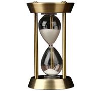 Brass Hourglass Timer - 3 Minute Accurate Sand Clock with Metal Base, White Sand Decor for Kitchen Office