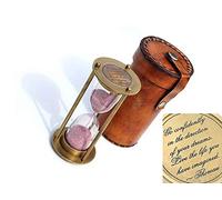 Brass Hourglass with Inspirational Quote by Thoreau | Timeless Sand Timer with Premium Leather Case | Elegant Vintage Home Decor & Gift | Antique Look | Nautical Graduation Collectible