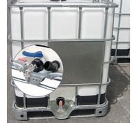Brass IBC Tank Adapter with Tap, 1/2in BSP, S60x6 Buttress, Snap-On Hose Connector for 1000L Water Tanks