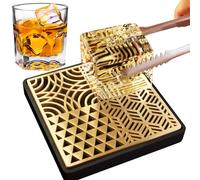 Brass Ice Stamp Tray for Cocktails & Whiskey - Cube Imprinter for Clear Cubes - Press Craft Modern Molds Stamps - A Style