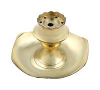Brass Incense Holder Lotus Stick Incense Burner and Cone Ash Catcher Agarbatti Stand, Holder Artistic Lotus Flower Censer Plate Incense Tray Puja Traditional New year Decorations(Golden)(Height :-2")