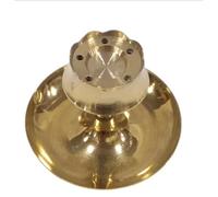 Brass Incense Holder Lotus Stick Incense Burner and Cone Incense Catcher Agarbatti Stand, Artistic Lotus Flower Censer Plate Tray for Pooja Indian Traditional New year Pooja Decor (Golden) (4")