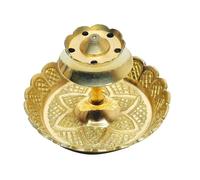 Brass Incense Holder Lotus Stick Incense Burner and Cone Incense Holder with Ash Catcher Agarbatti Stand Artistic Lotus Flower Censer Plate Incense Tray Pooja New year Decorations(2.5")(Golden)