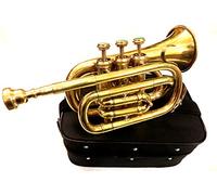 Brass-India Brass Pocket Trumpet Brass Finish Awesome Sounds Quality Bb W/Case+Mp Gold