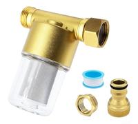 Brass Inline Sediment Filter with 40 Mesh Screen, Reusable Water Purifier for Washing Machine Shower Garden, 1/2 NPT and 3/4 GHT Compatible