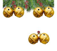 Brass Jingle Bell Cluster Round Shiny Hanging Bells on Rope Handmade Ghungroo Lucky Christmas Tree Decor Cluster bell set of 2