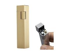 Brass Kerosene Lighter, Slim Square Column Design, Refillable Fuel, Classic Soft Flame, Ideal for Business Use, Collectors, and Gifts (Fuel Not Included)