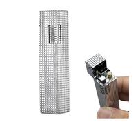 Brass Kerosene Lighter, Slim Square Column Design, Refillable Fuel, Classic Soft Flame, Ideal for Business Use, Collectors, and Gifts (Fuel Not Included)