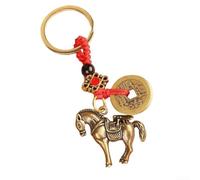 Brass Keychain Pendant, Chinese Style Handmade Pure Brass War Horse for SCULPTURE Statue Key Chain Ring Decoration Ornament Vintage Craft(10pcs)