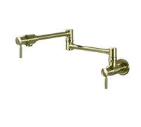 Brass Kitchen 360° Swivel Folding Pot Filler Faucet with Double Joint Swing Arms, Wall Mounted Single Cold Kitchen Sink Faucet with 2 Handles,Chrome(Chrome)