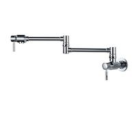 Brass Kitchen 360° Swivel Folding Pot Filler Faucet with Double Joint Swing Arms, Wall Mounted Single Cold Kitchen Sink Faucet with 2 Handles,Chrome(Chrome)