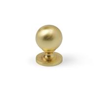 Brass Kitchen Cupboard Knob Brushed Gold Round Ball Pull Single Fixing Cabinet Door Drawer Pull Furniture Replacement Upcycle Handle