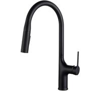 Brass Kitchen Faucet Deck Mounted Hot & Cold Water Single Handle Pull Out Mixer Dual Function Taps for Easy Use V62 Black Finish