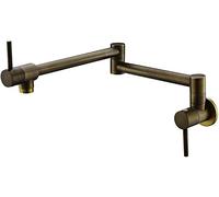 Brass Kitchen Faucet Wall Mount Cold Water Sink Tap Commercial Grade Double Folding Spout Single Hole Design Durable and Stylish for Modern Kitchens.