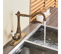 Brass Kitchen Mixer Tap, Single Handle Waterfall Faucet for Hot & Cold Water, Brushed h, Modern Basin Sink Faucet, Kitchen Sink Mixer