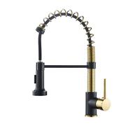 Brass Kitchen Mixer Tap with Pull-Out Spray Dual Mode Single Handle Sink Faucet for Hot & Cold Water - Stylish Black Finish Perfect for Modern Kitchens.