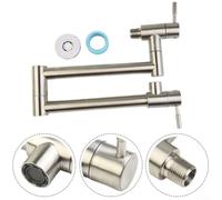 Brass Kitchen Pot Filler Faucet Double Joint Swing Arm | Solid brass construction, resistant, polished finish, for daily heavy use