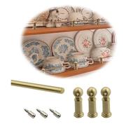 Brass Kitchen Shelf Guard Rail Set 25 45 85 105 125 135 cm, Corner Bookcases Shoe Racks Guardrail Bar for Cabinet Fences, Custom Anti-Tipping Gallery Rails with Spindles(Style a,L 104cm/40.9")