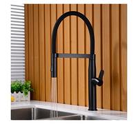 Brass Kitchen Sink Faucet Pull Down Spray Mixer Tap Modern Single Handle Hot Cold Rotating Water Crane Brushed Gold/Black Finish Ideal for Bathroom & Kitchen,Black-S