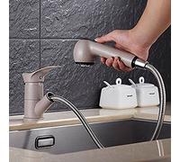 Brass Kitchen Sink Mixer Tap with Pull-Out Hose - Modern Design for & Bathroom, Versatile Vegetable Basin Faucet in Elegant Black Granite Finish