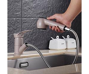 Brass Kitchen Sink Mixer Tap with Pull-Out Hose - Modern Design for & Bathroom, Versatile Vegetable Basin Faucet in Elegant Black Granite Finish