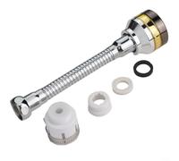 Brass Kitchen Tap Aerator Extender with 3 Adjustable Levels, 360° Rotating Anti-Splash Water Filter, Stainless Steel and Brass for Round Faucets, Includes Adapter and Washers(17.6CM + Adapter)