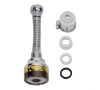 Brass Kitchen Tap Head with Faucet Aerator, 3-Level Adjustable Anti-Splash Water Filter Extender, 360° Rotating, for Round Taps 20mm-24mm(14.9CM + Adapter)