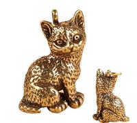 Brass Kitten Figurine, Small Brass Cat Figurines, Vintage Cat Pendants, Animal Figures, Decorative Ornament, Home Decor, Car Pendant for Cat Lovers