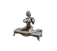 Brass Kneeling Posture Semi-Nude Woman Body Art Miniatures Statue,Black Metal Swimsuit Beauty Sculpture Desktop Paperweight Car Decoration Collectible Figurines